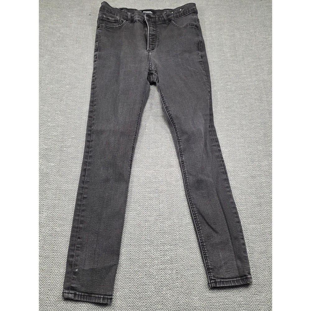 Express Denim Perfect Stretch+ High Rise Ankle Legging Jeans Washed Black Size 8